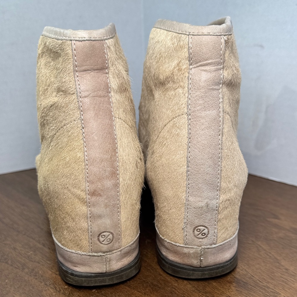 80%20 Anthropology Womens Leather Calf Hair Ankle Booties Hidden Wedges, sz 9 - Picture 3 of 14